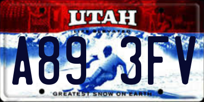 UT license plate A893FV