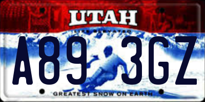 UT license plate A893GZ