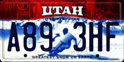 UT license plate A893HF