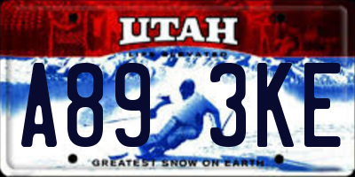 UT license plate A893KE