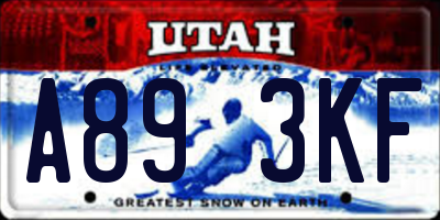 UT license plate A893KF