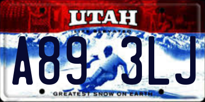 UT license plate A893LJ