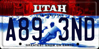 UT license plate A893ND