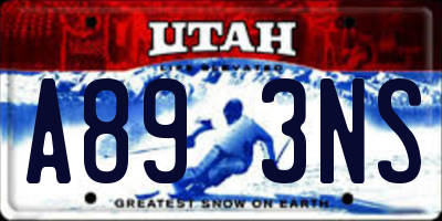 UT license plate A893NS