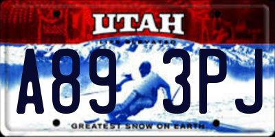 UT license plate A893PJ