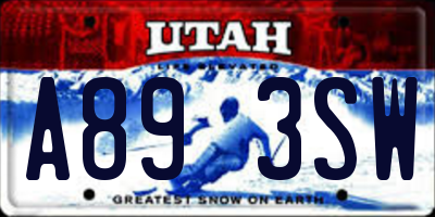 UT license plate A893SW