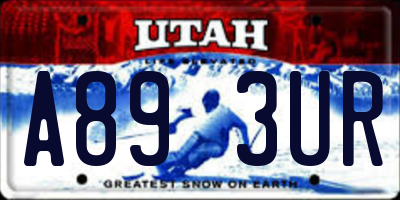 UT license plate A893UR