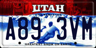 UT license plate A893VM