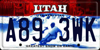 UT license plate A893WK