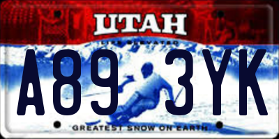 UT license plate A893YK