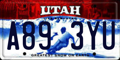 UT license plate A893YU