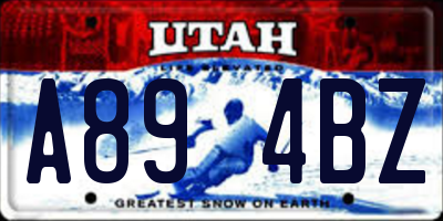 UT license plate A894BZ