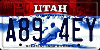UT license plate A894EY