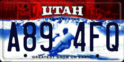 UT license plate A894FQ