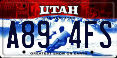 UT license plate A894FS