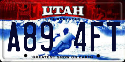 UT license plate A894FT