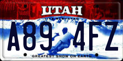 UT license plate A894FZ