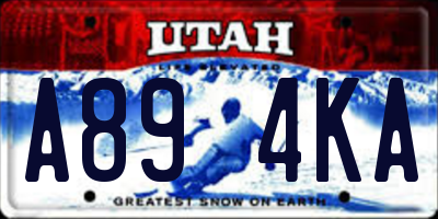 UT license plate A894KA