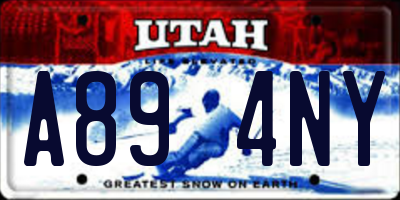 UT license plate A894NY