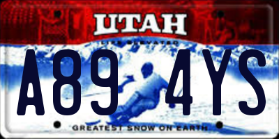 UT license plate A894YS