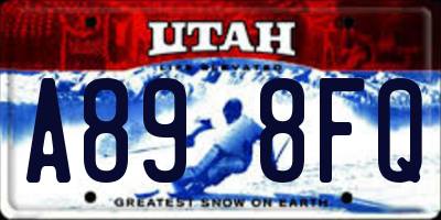UT license plate A898FQ