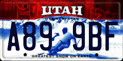 UT license plate A899BF
