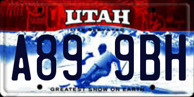 UT license plate A899BH