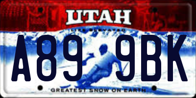 UT license plate A899BK