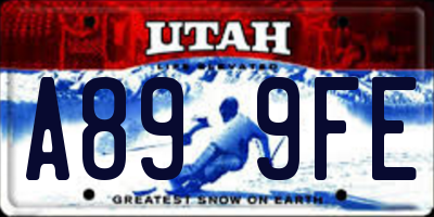 UT license plate A899FE