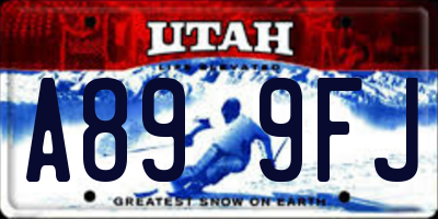 UT license plate A899FJ