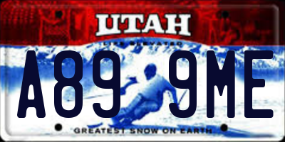 UT license plate A899ME
