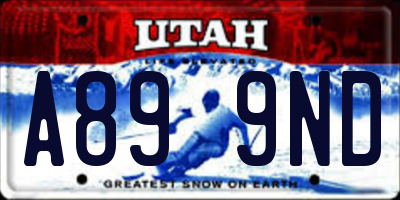 UT license plate A899ND