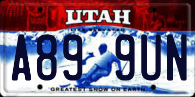 UT license plate A899UN