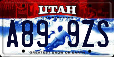 UT license plate A899ZS