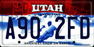 UT license plate A902FD