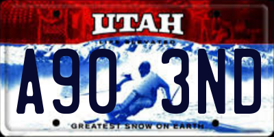 UT license plate A903ND