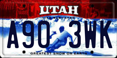 UT license plate A903WK