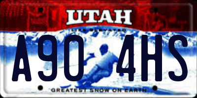 UT license plate A904HS