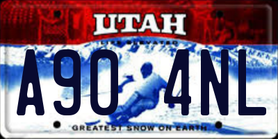 UT license plate A904NL