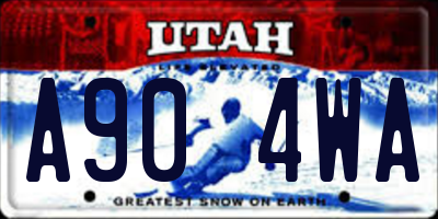 UT license plate A904WA