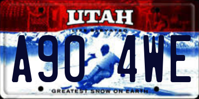 UT license plate A904WE