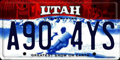 UT license plate A904YS