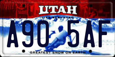 UT license plate A905AF