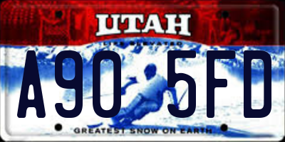 UT license plate A905FD