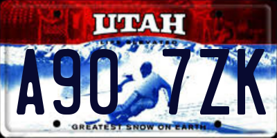 UT license plate A907ZK