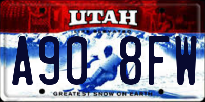 UT license plate A908FW