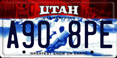 UT license plate A908PE