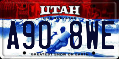 UT license plate A908WE