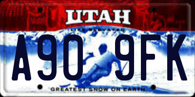 UT license plate A909FK