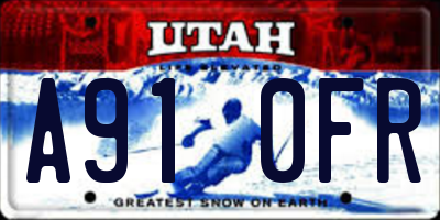 UT license plate A910FR